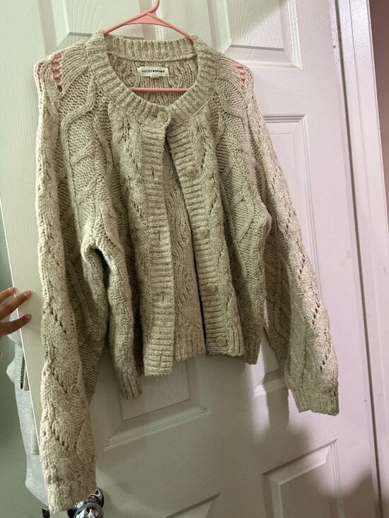 Lucky Brand Sweaters - Lucky Brand Chunky Cable Knit Cardigan Sweater Beige Size Medium